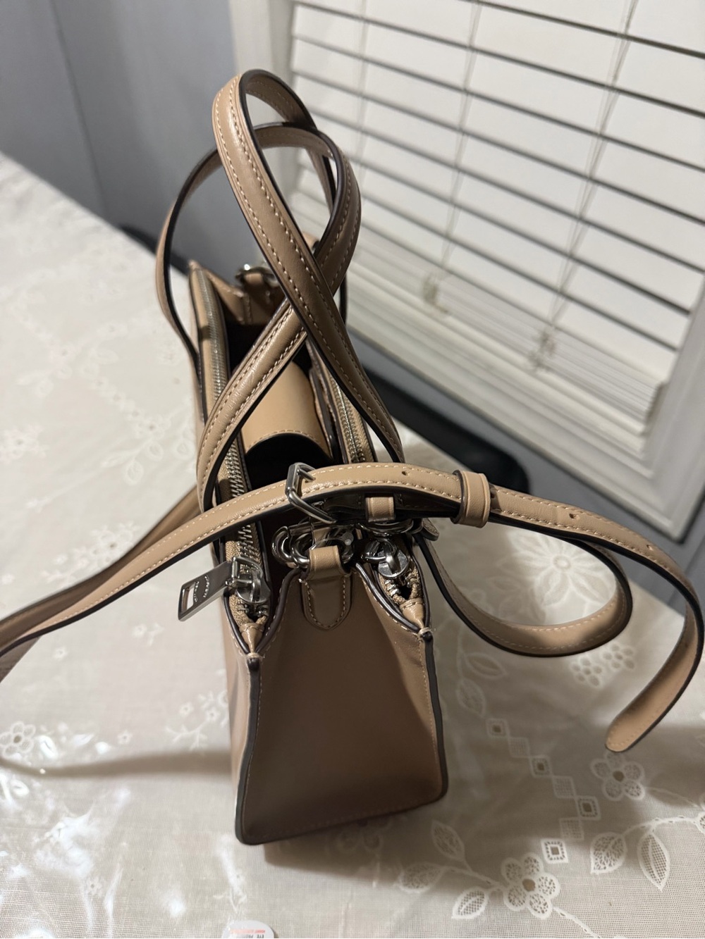 Coach Taupe Leather Satchel with Signature C Applique - Picture 3 of 7